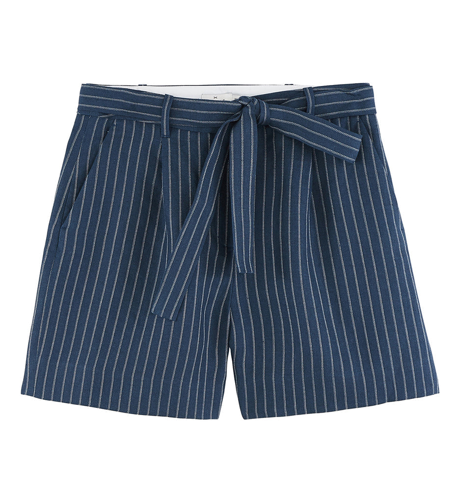 Cyrillus - Short Lin Raye - Bleu Fonce Raye - Femme