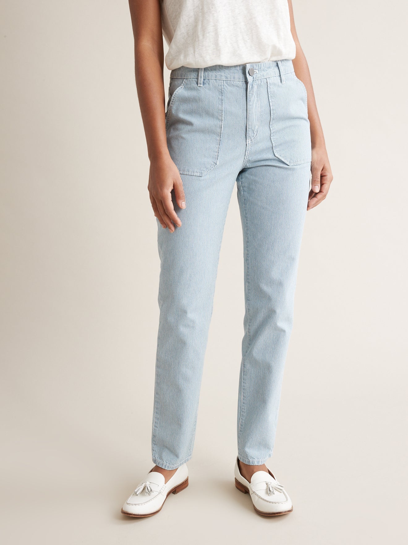 Pantalon Cargo Raye - Bleu Moyen Raye - Femme