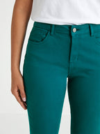 Cyrillus - Slim 7/8 Couleu - Bleu Moyen Uni - Femme