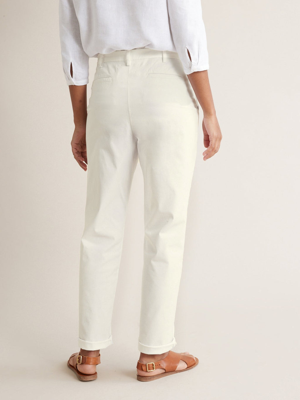 Chino - Blanc Clair Uni - Femme
