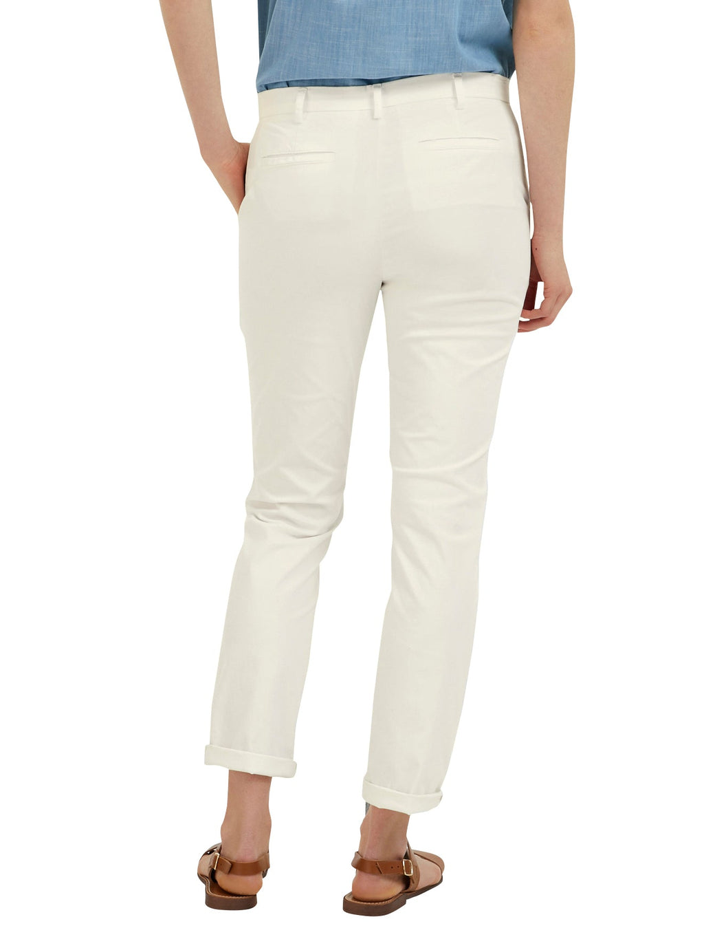 Chino - Blanc Clair Uni - Femme