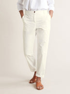 Chino - Blanc Clair Uni - Femme