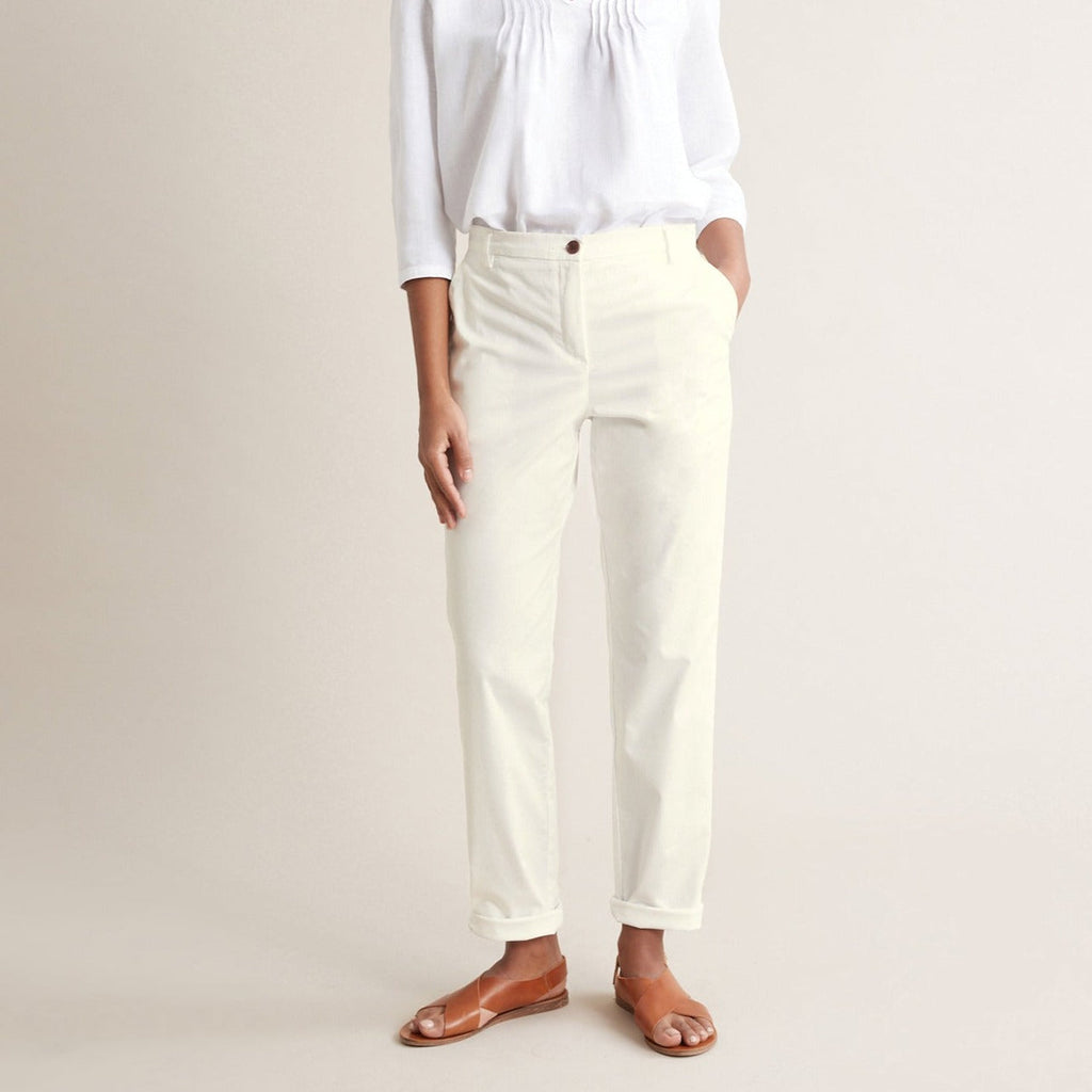 Chino - Blanc Clair Uni - Femme