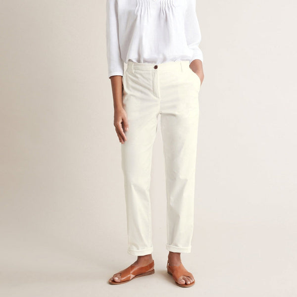 Chino - Blanc Clair Uni - Femme