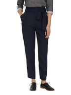 Cyrillus - Pantalon Carotte Ceint - Bleu Fonce Uni - Femme
