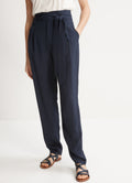 Cyrillus - Pantalon Carotte Ceint - Bleu Fonce Uni - Femme