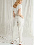 Pantalon Ctn Lin - Beige Clair Chine - Femme