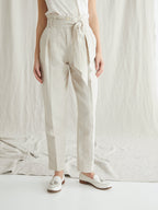 Pantalon Ctn Lin - Beige Clair Chine - Femme