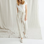 Pantalon Ctn Lin - Beige Clair Chine - Femme