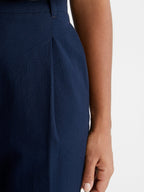 Pantalon Seersucker - Bleu Fonce Uni - Femme