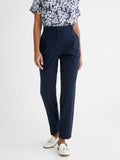 Pantalon Seersucker - Bleu Fonce Uni - Femme