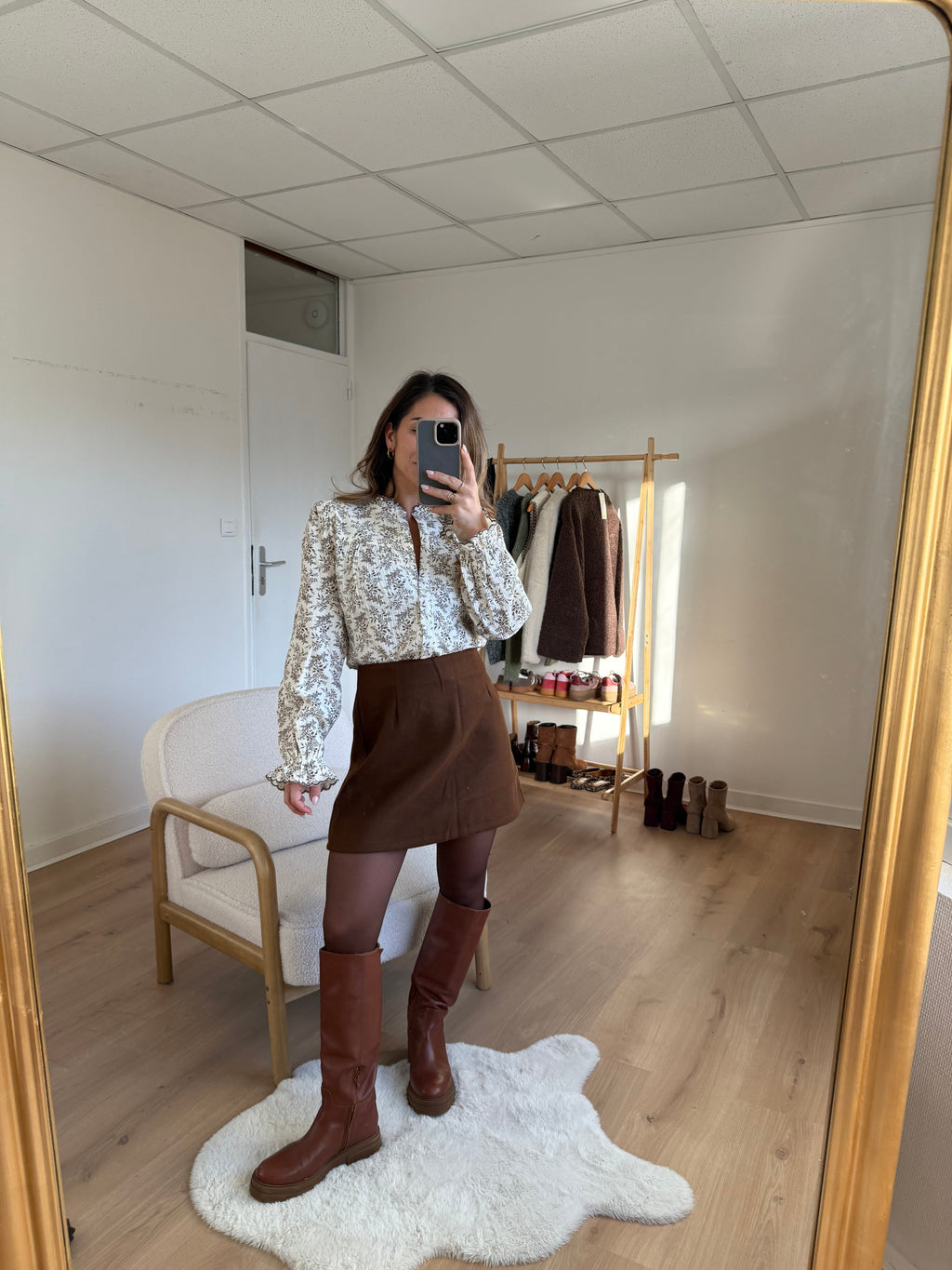 Jupe Effet Laine Lou Chocolat
