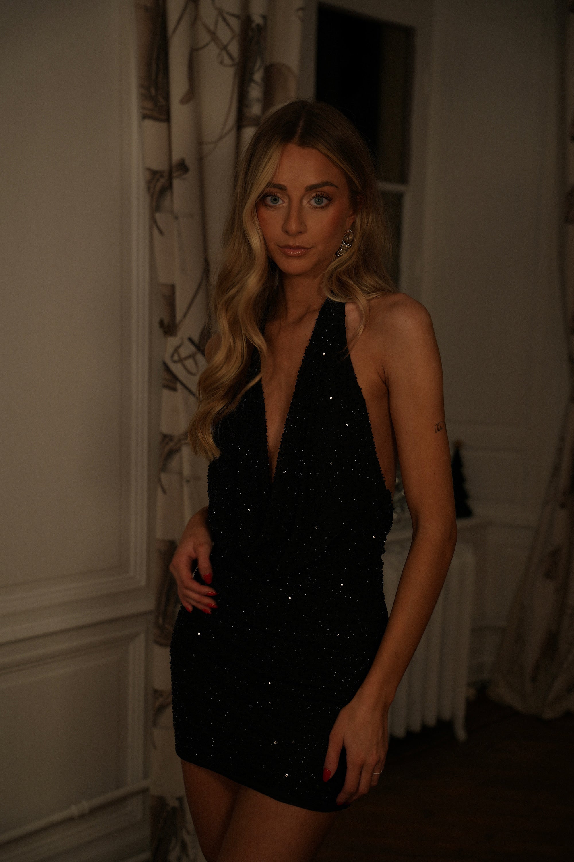 Robe À Sequins Léona - Noire
