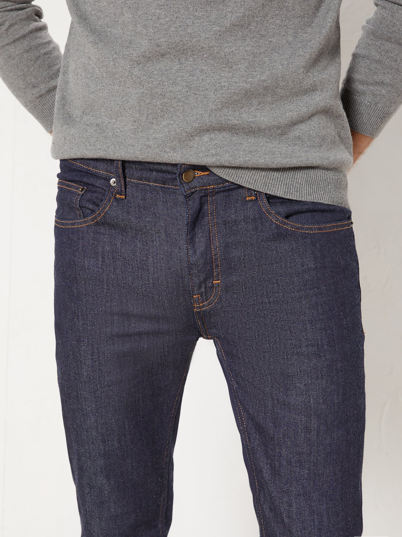 Jean Denim Brut - Bleu Fonce Uni - Homme