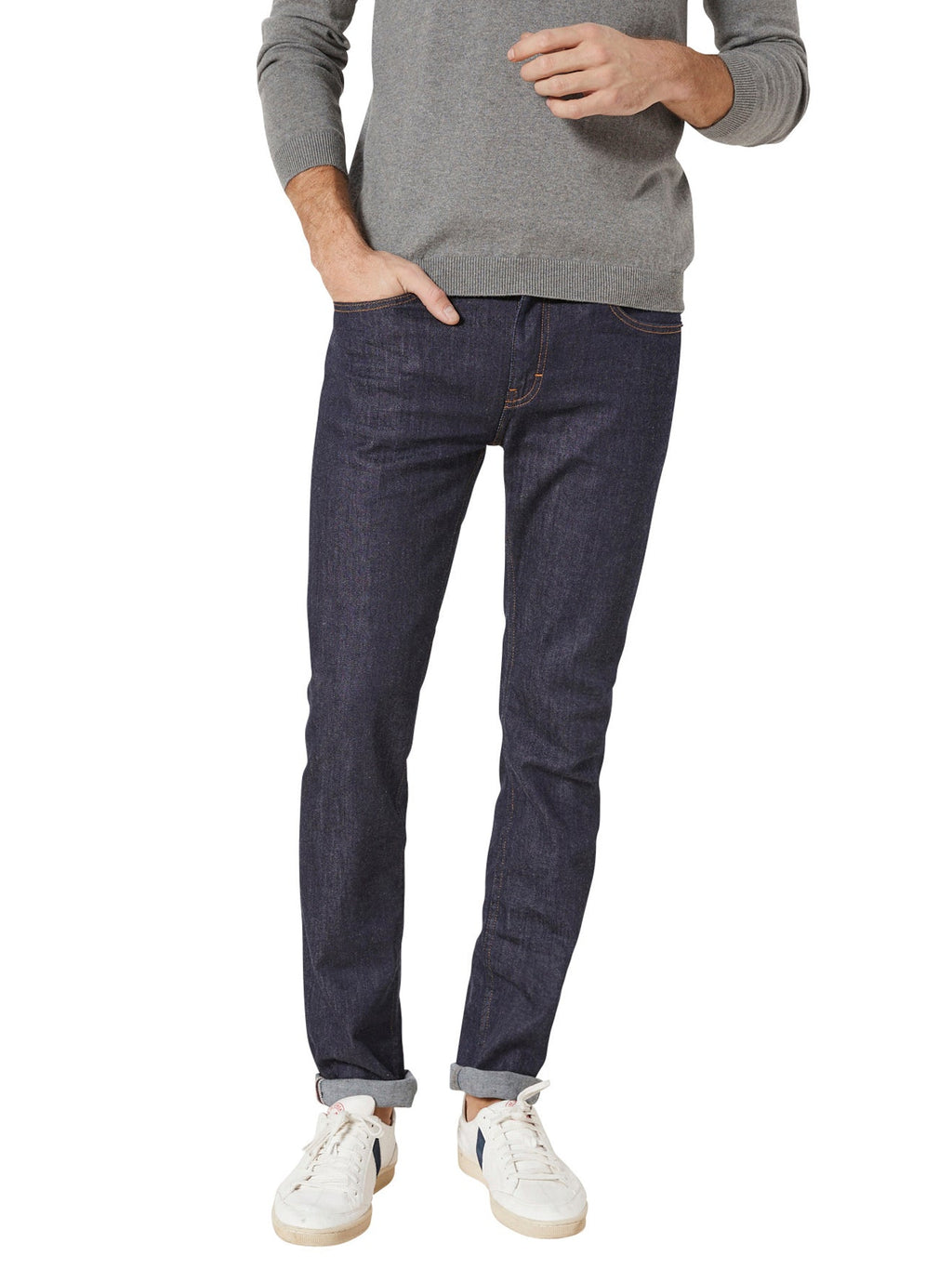 Jean Denim Brut - Bleu Fonce Uni - Homme
