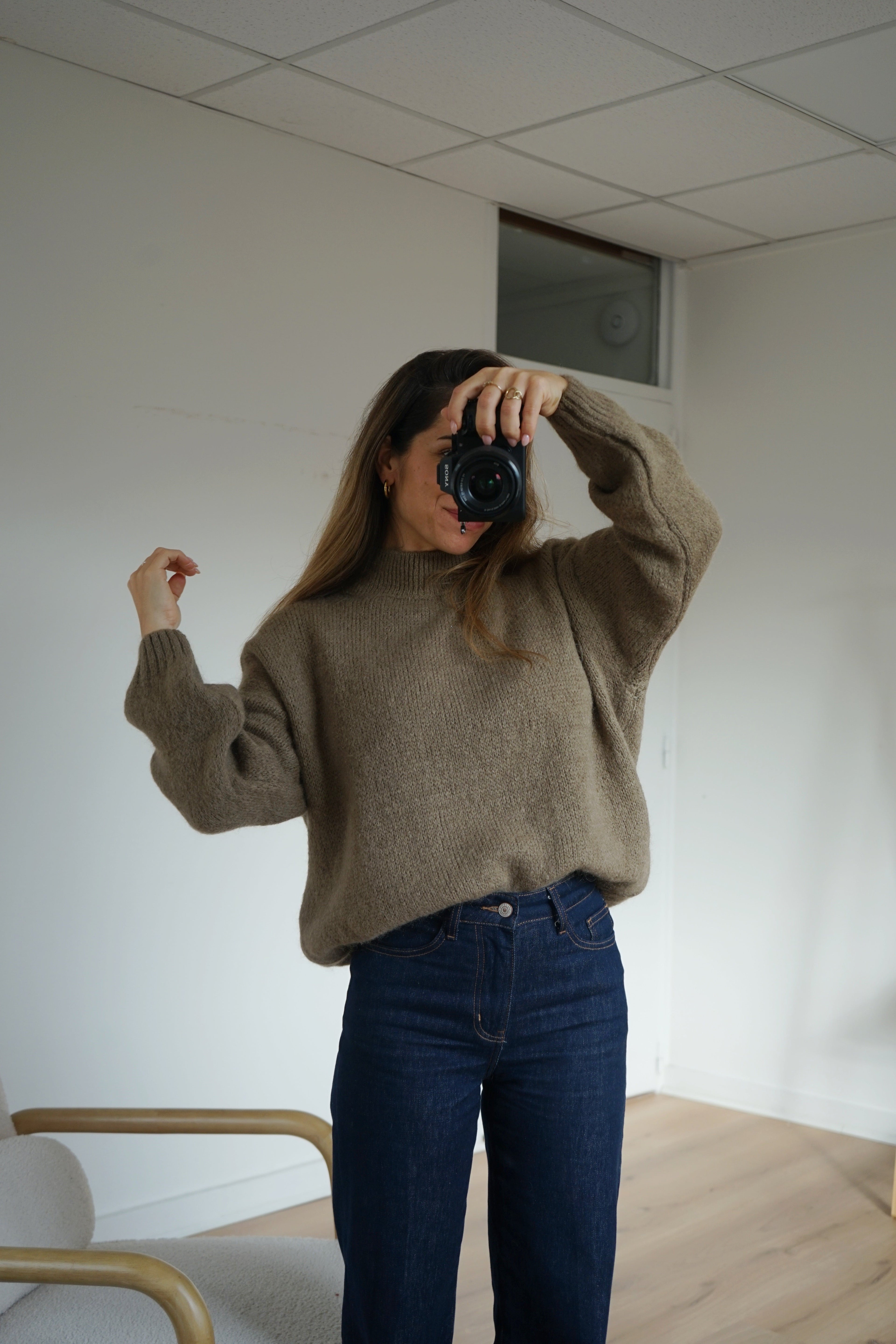 Pull En Maille À Col Rond Hortense Taupe