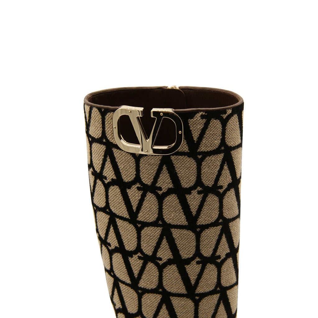 Bottes Valentino Garavani Canvas Logo - Beige - Femme