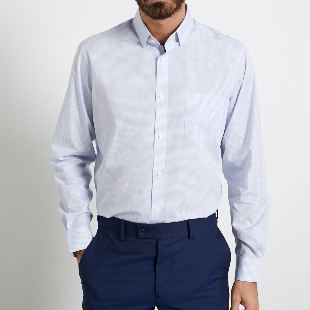 Chemise Cla Ni Car - Blanc Clair Carreaux - Homme