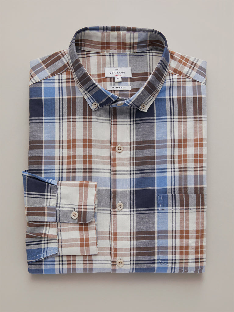Cyrillus - Chemise Dro Mad - Bleu Clair Carreaux - Homme