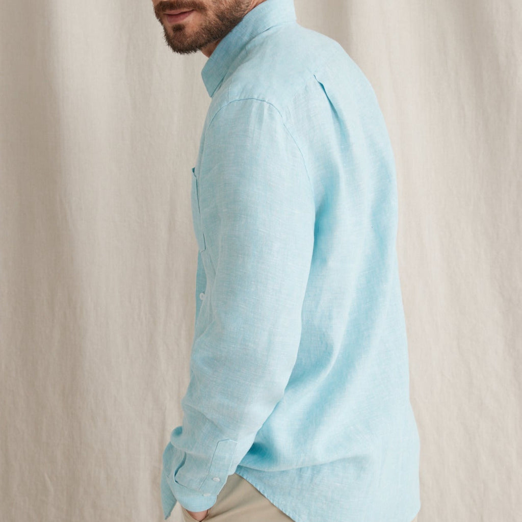 Chemise Dro Lin - Bleu Clair Raye - Homme