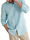 Chemise Dro Lin - Bleu Clair Raye - Homme