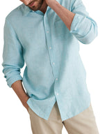 Chemise Dro Lin - Bleu Clair Raye - Homme