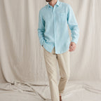 Chemise Dro Lin - Bleu Clair Raye - Homme