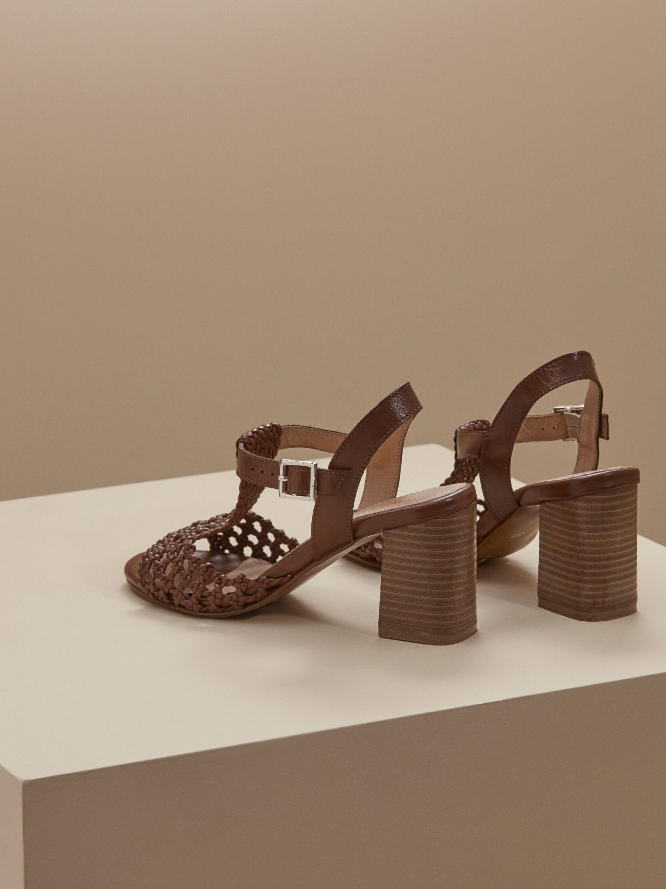 Sandale Cannage - Marron Moyen Uni - Femme