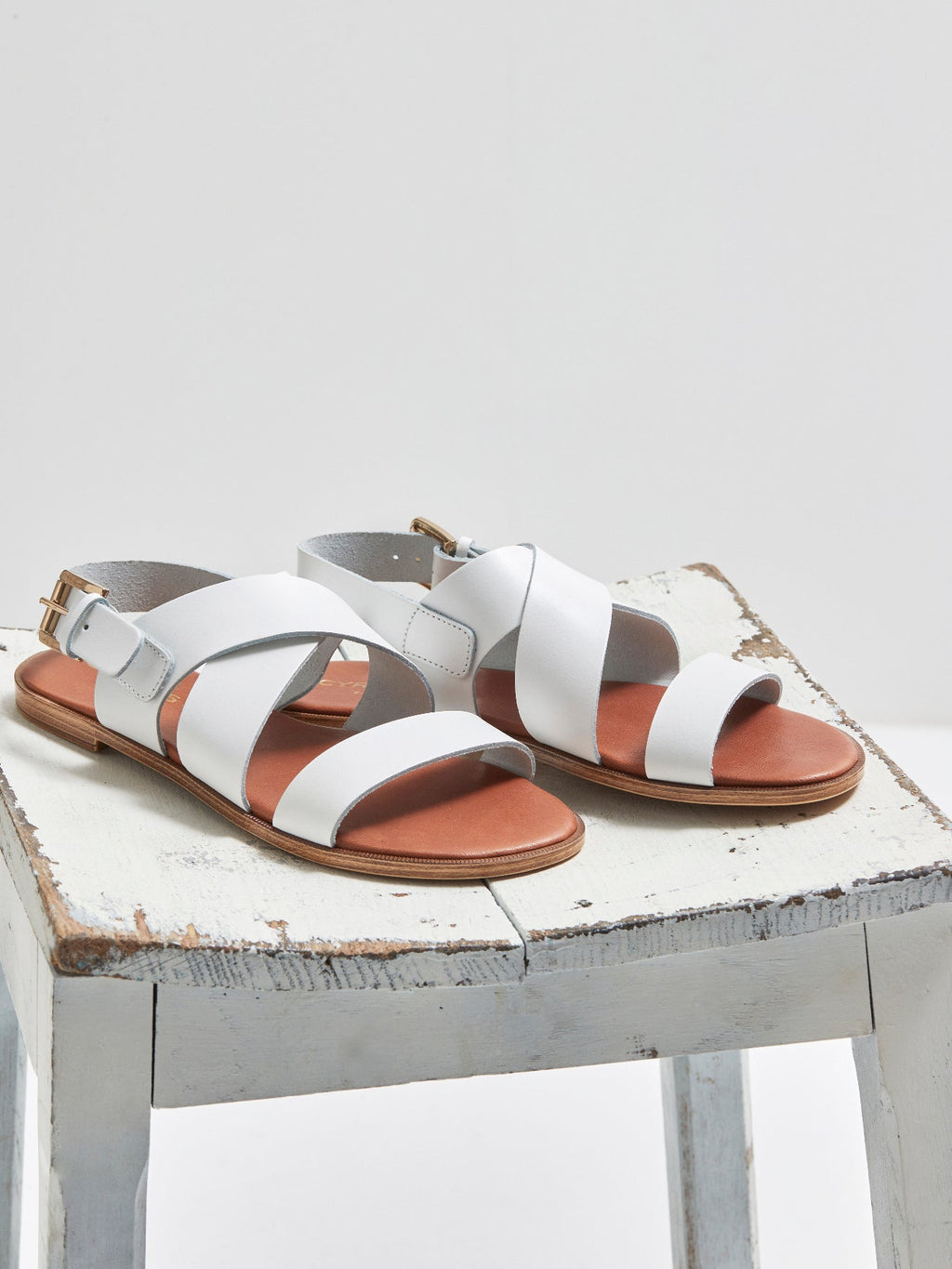Sandale Boucle - Blanc Clair Uni - Femme