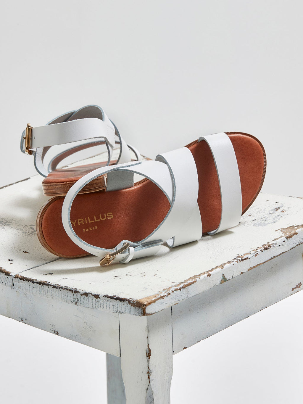 Sandale Boucle - Blanc Clair Uni - Femme