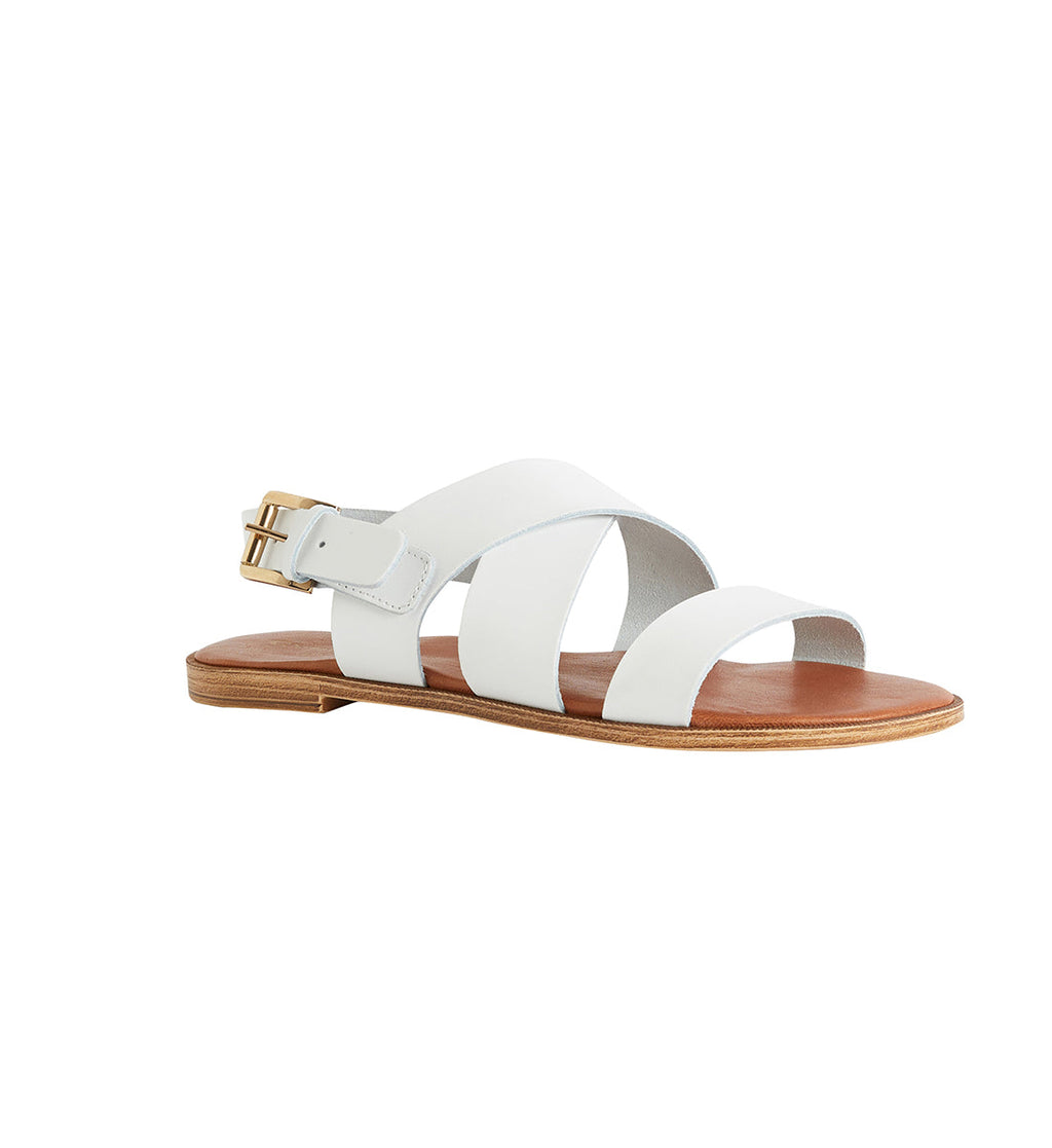Sandale Boucle - Blanc Clair Uni - Femme