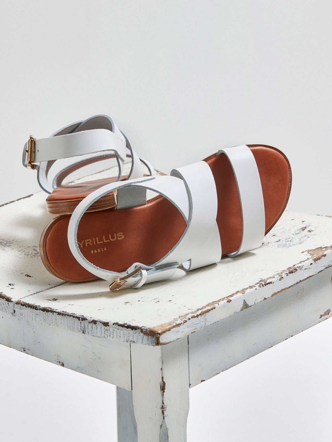 Sandale Boucle - Blanc Clair Uni - Femme