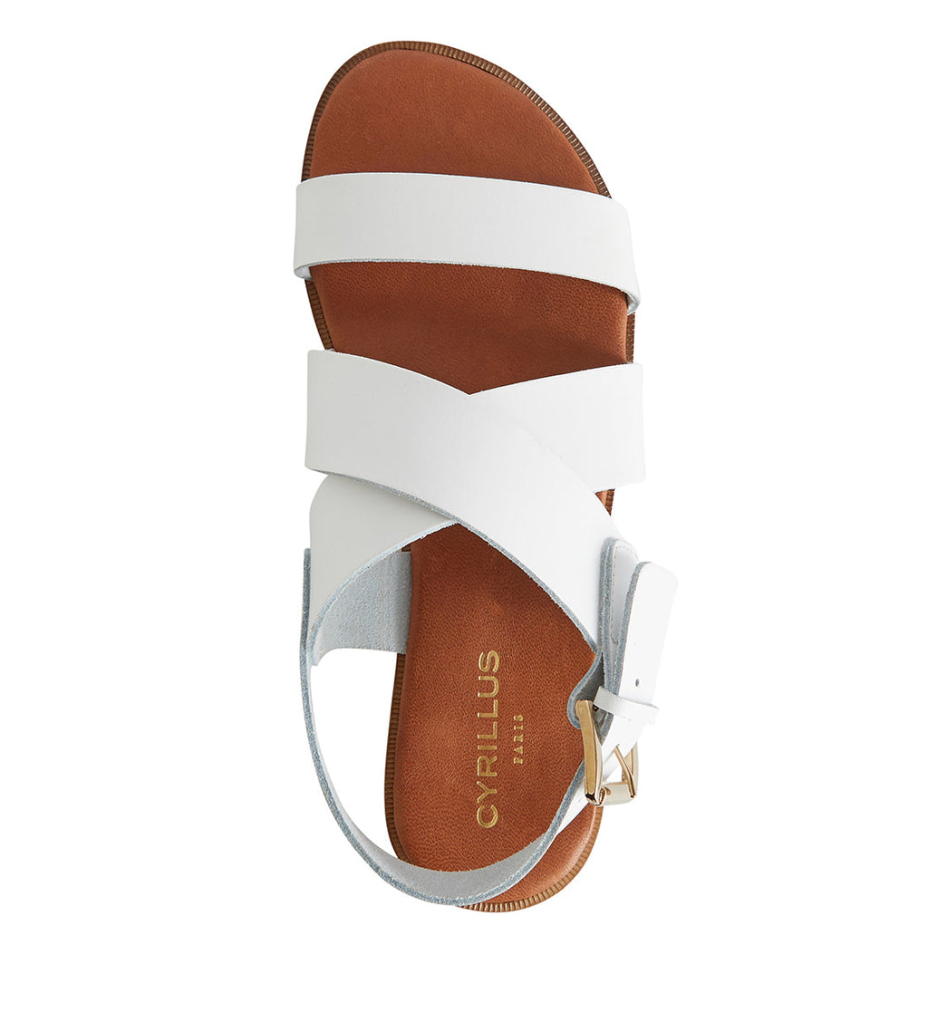 Sandale Boucle - Blanc Clair Uni - Femme