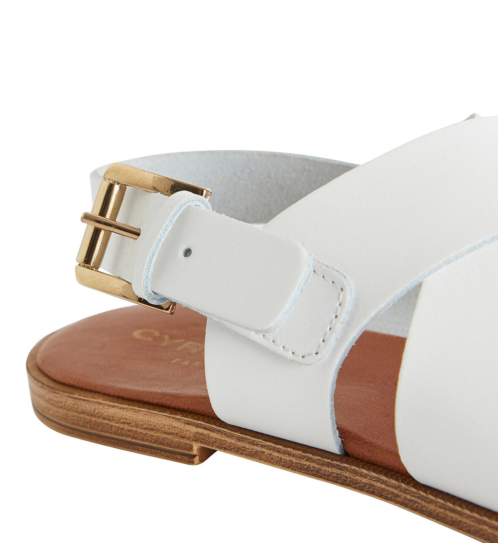 Sandale Boucle - Blanc Clair Uni - Femme