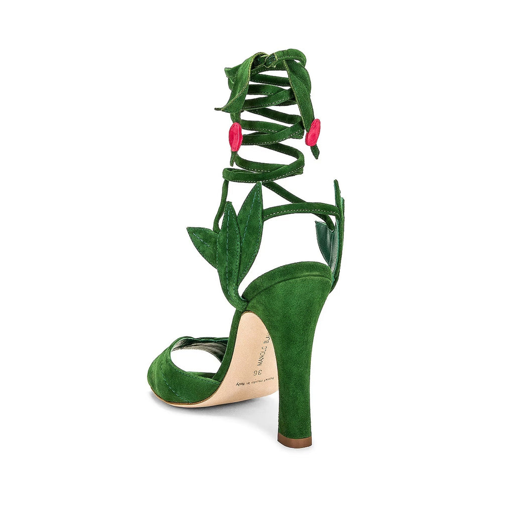 Manolo Blahnik Ossie 105 Wrap Sandals - Green - Femme