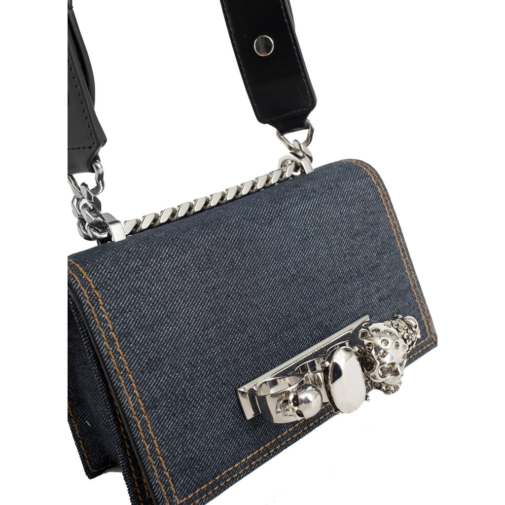Alexander Mcqueen Jeweled Denim Bag - Blue - Femme