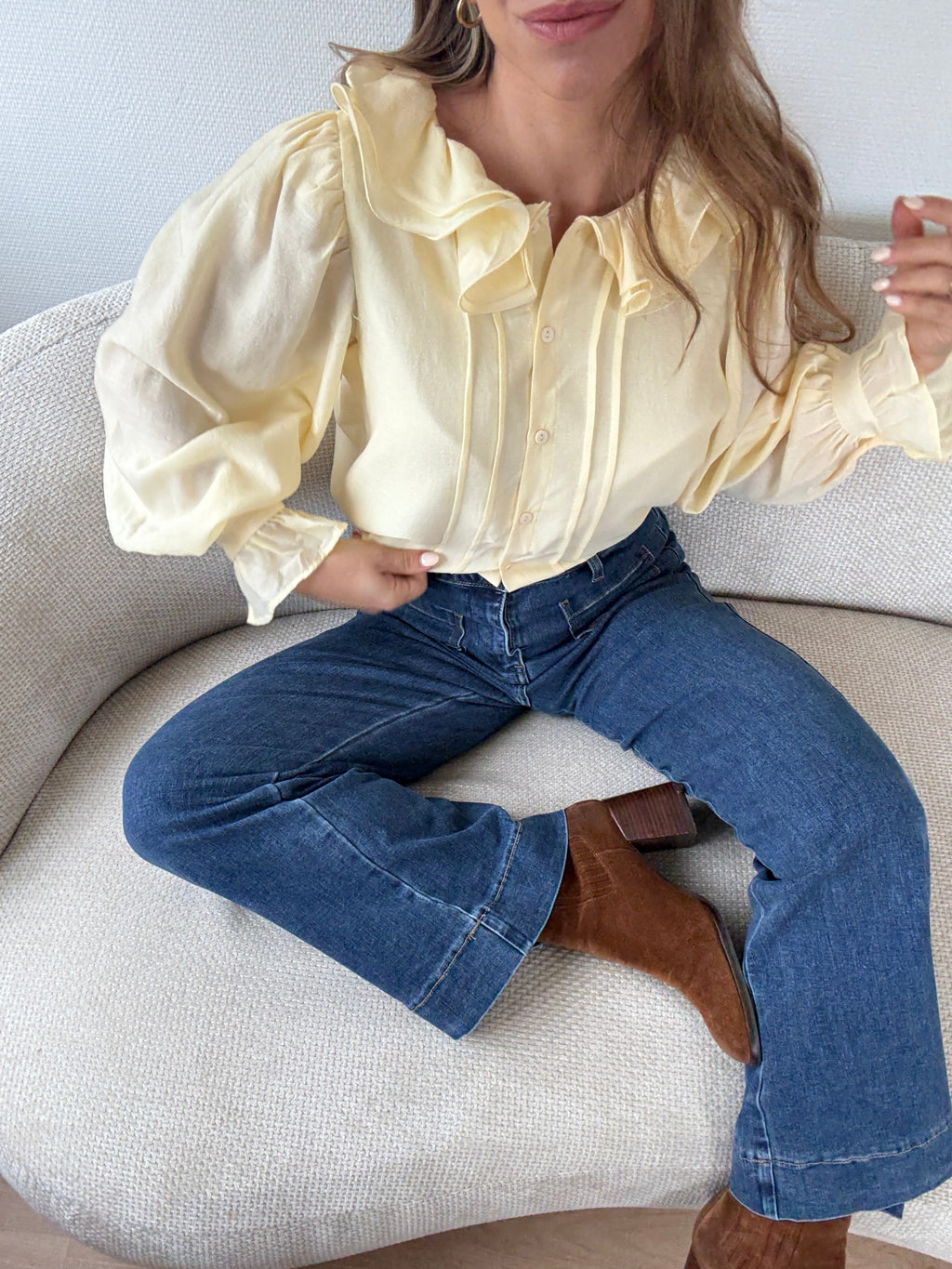 Blouse Brune Jaune Pâle