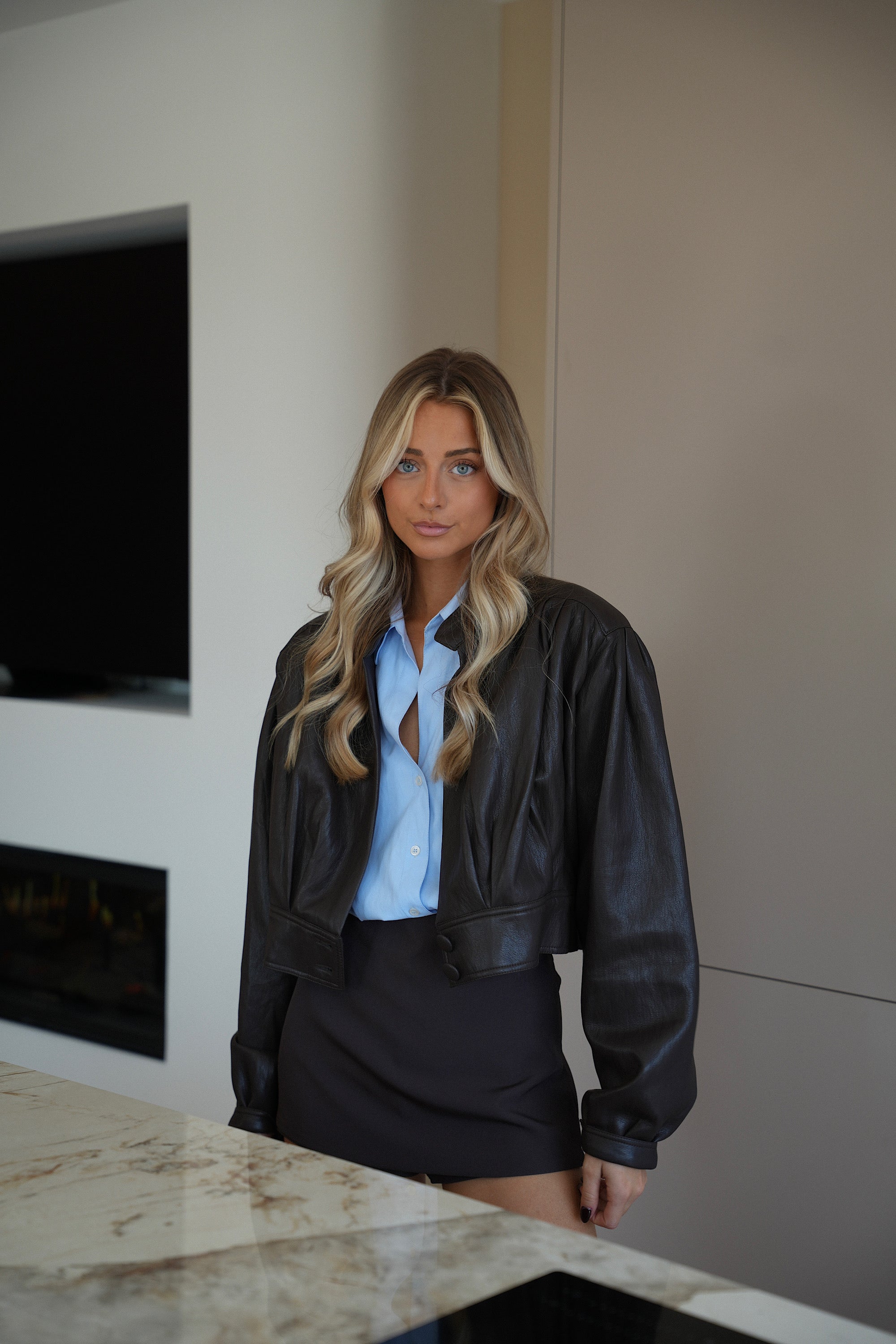 Veste En Cuir Debo - Chocolat