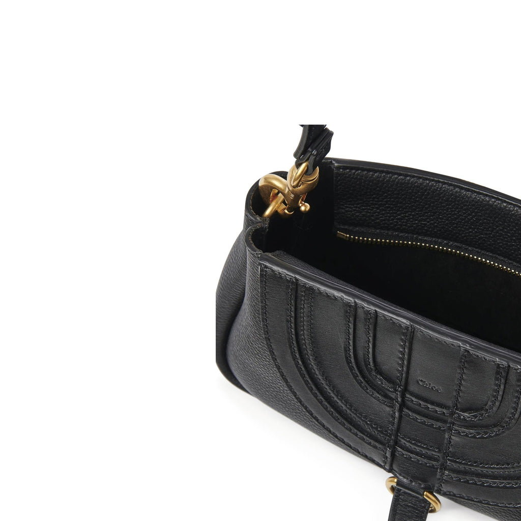Chloe Leather Marcie Shoulder Bag - Black - Femme
