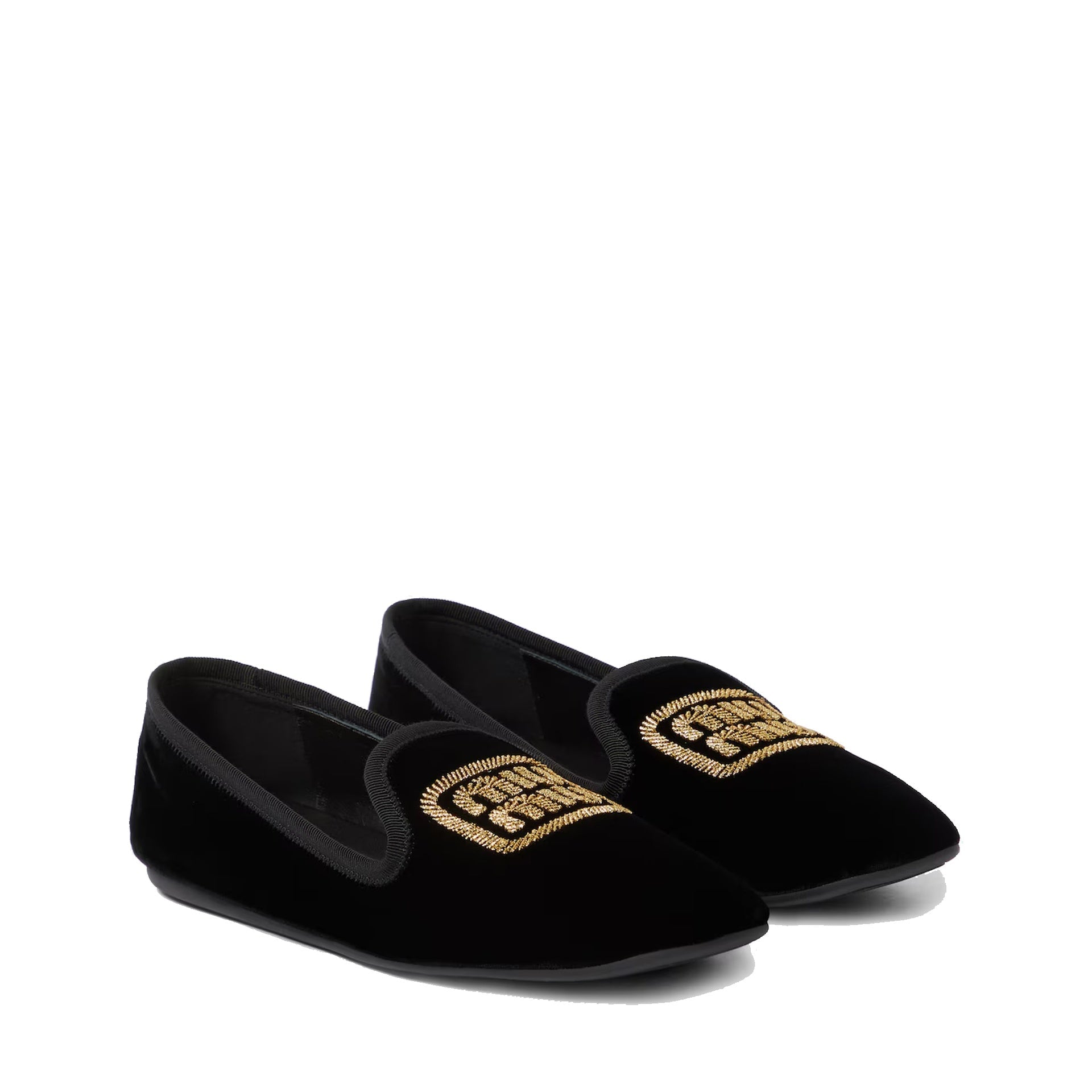 Ballerines - Miu Miu Logo Velvet Flats - Black