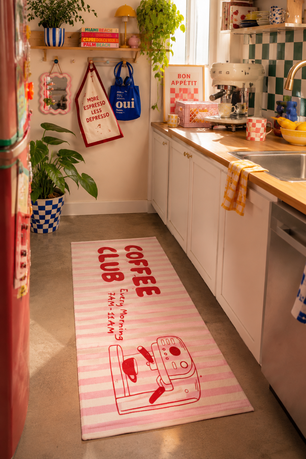 Tapis de Cuisine "Coffee Club Red"