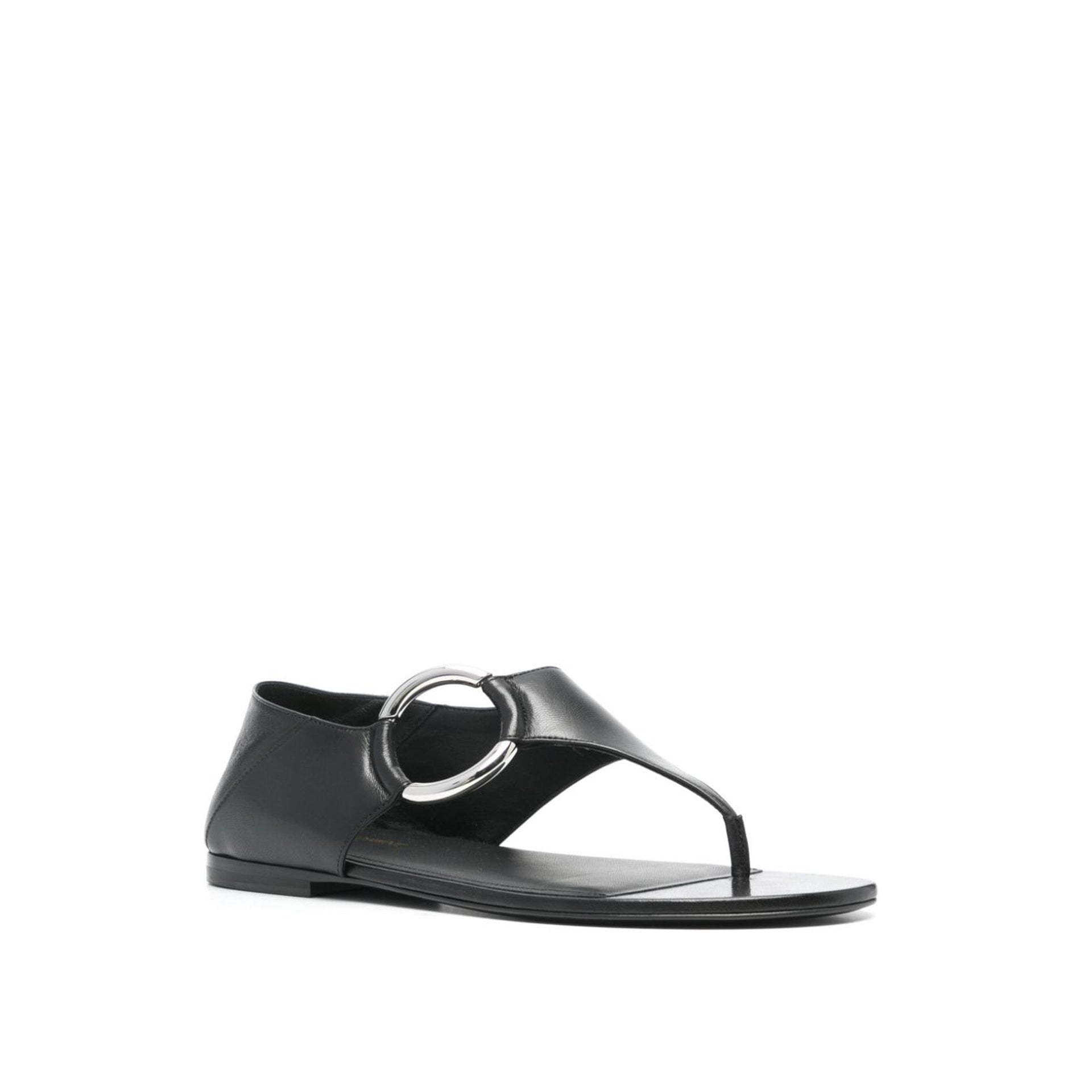 Sandales Saint Laurent Ring Leather - Black - Femme