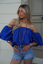 Blouse Col Bardot Nao - Bleu Roi