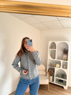 Cardigan À Col Colette Gris