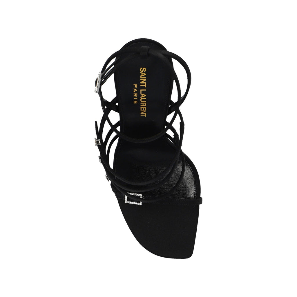 Saint Laurent Jerry Satin Sandals - Black - Femme