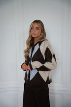 Gilet Losanges Elma - Chocolat/Bleu