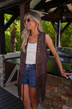 Gilet À Franges Tallys - Marron