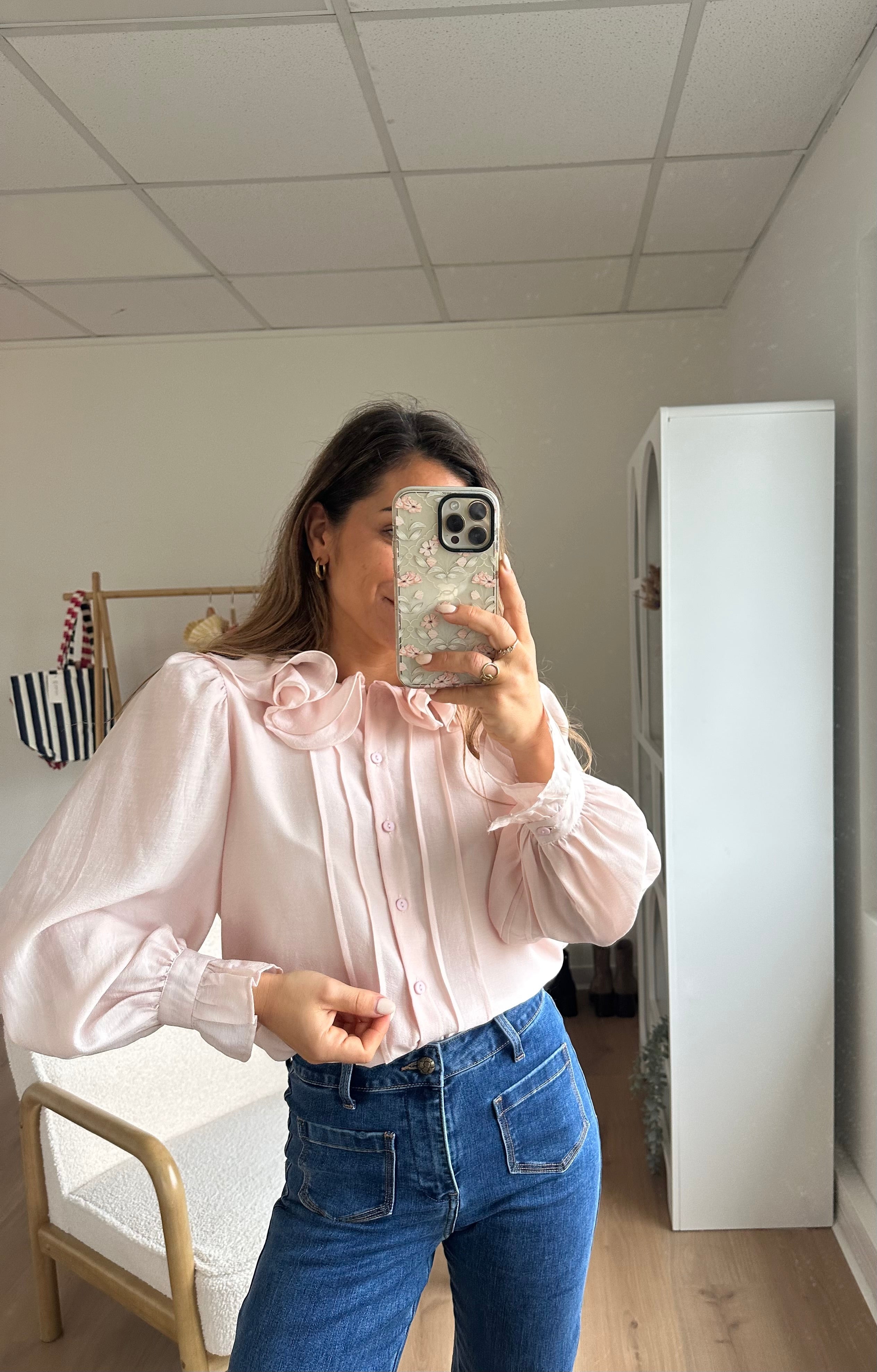 Blouse Brune Doux Rose