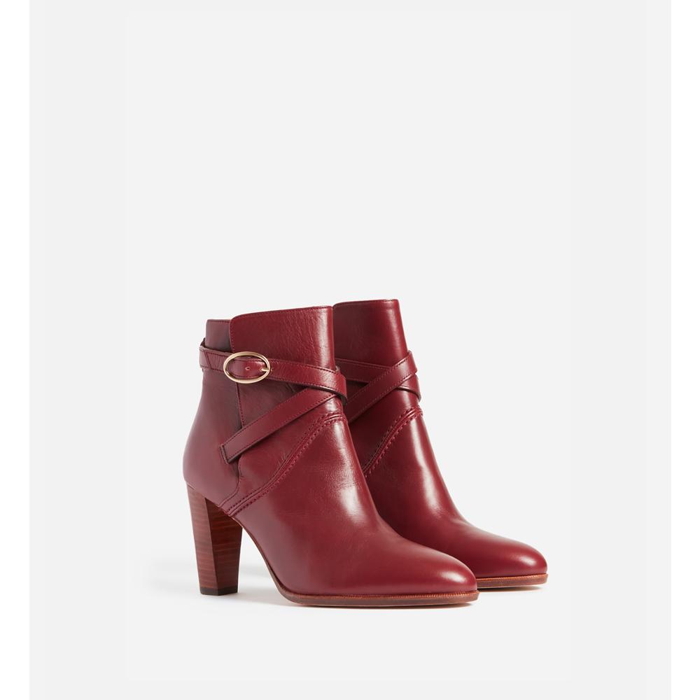 Bottines En Cuir - Acajou