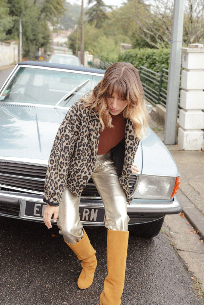 MANTEAU COURT LUNO LÉOPARD - PLUME PARIS - La mode en précommande
